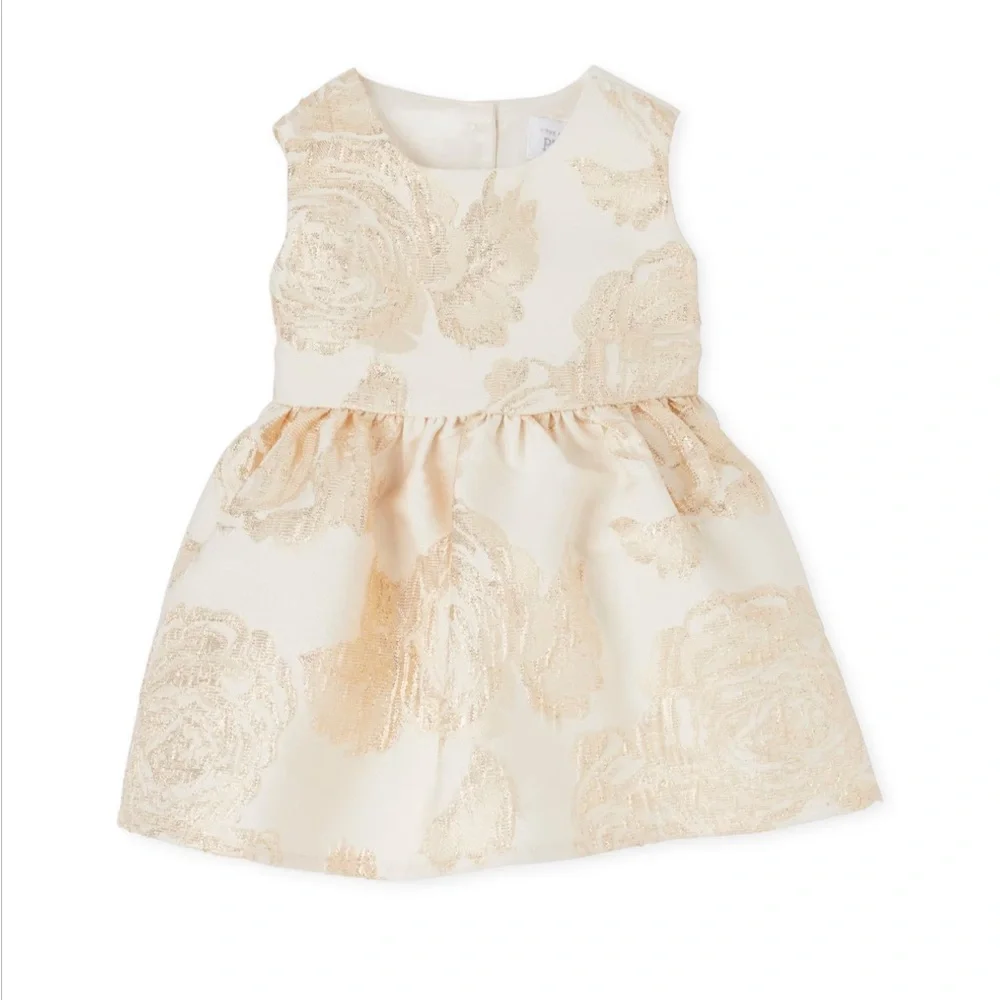 🎄 Baby Girl’s Metallic Floral Jacquard Holiday Dress Set 🎄